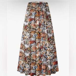 Women's Chiffon Elastic High Waist Pleated A-Line Flared Maxi Skirts